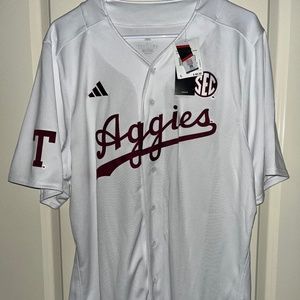 Authentic Adidas Texas A&M Aggies White Baseball Jersey Men’s Large NWT
